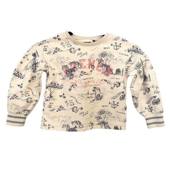 IKKS Girls Sweatshirt Organic Cotton Fleece "French Surfeuse" Pullover - Picture 1 of 7